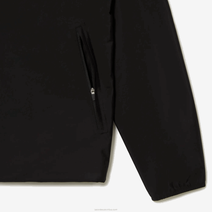 hombres Lacoste 6F24388 negro 031 chamarra deportiva corta impermeable
