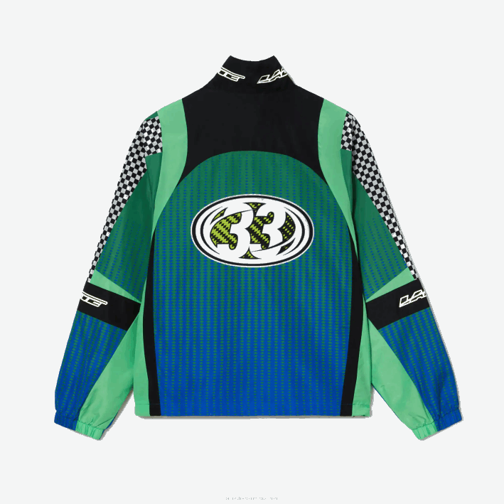 hombres Lacoste 6F24392 verde azul chy chaqueta de chándal con estampado de cuadros sombreados