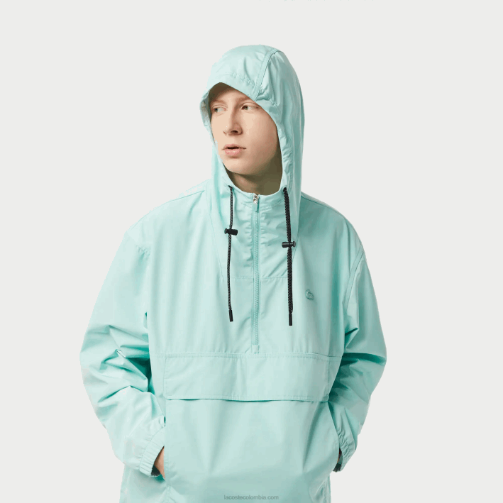 hombres Lacoste 6F24393 menta lgf chamarra corta con capucha