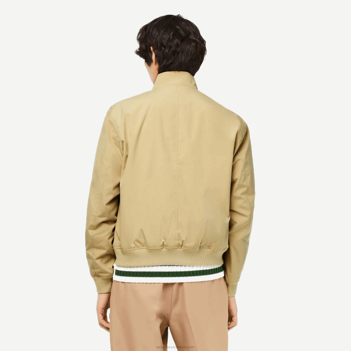 hombres Lacoste 6F24404 beis ku4 chamarra de sarga ligera repelente al agua