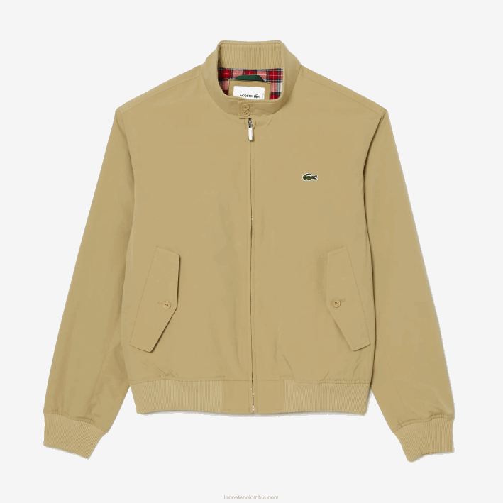 hombres Lacoste 6F24404 beis ku4 chamarra de sarga ligera repelente al agua