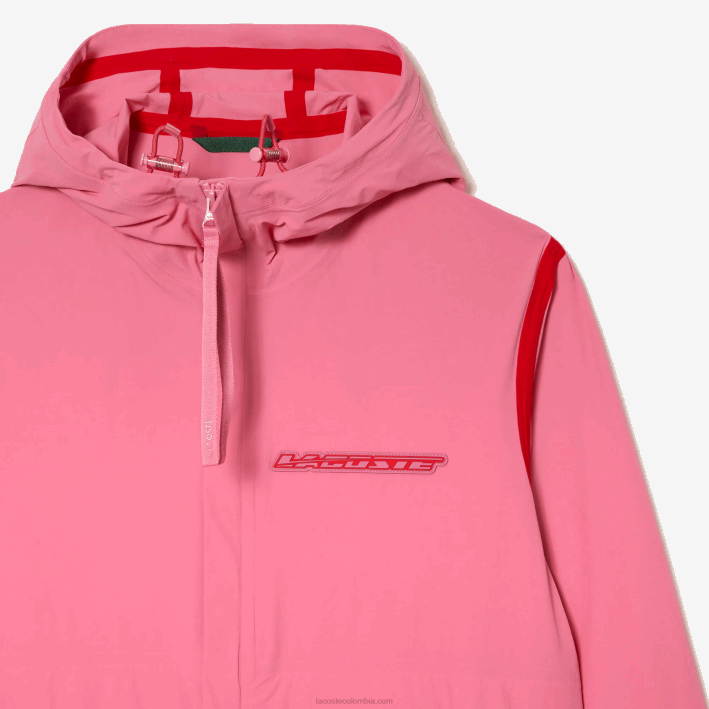 hombres Lacoste 6F249 rosa 2r3 chamarra corta de poliamida reciclada