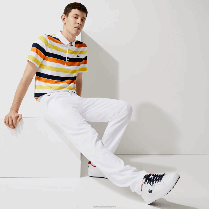 hombres Lacoste 6F241641 blanco 001 pantalones chinos deportivos elásticos de golf