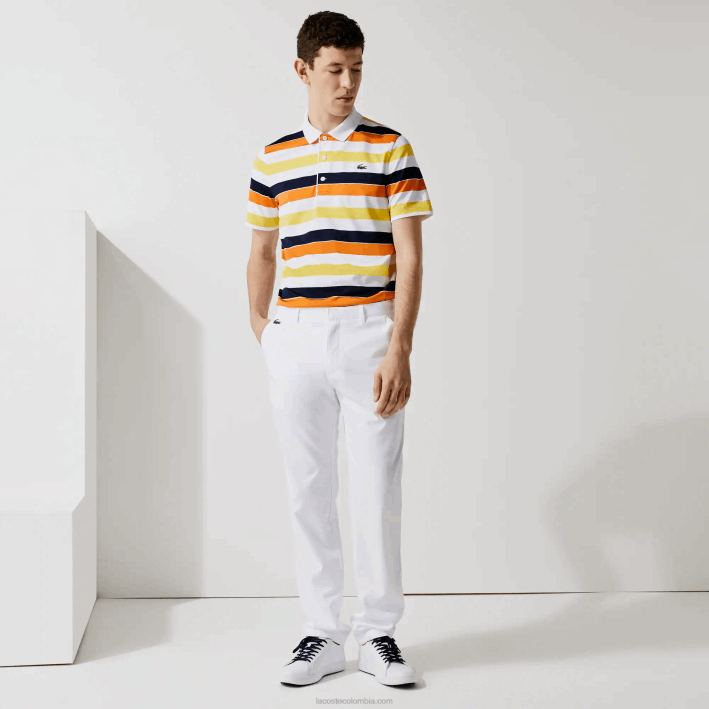 hombres Lacoste 6F241641 blanco 001 pantalones chinos deportivos elásticos de golf