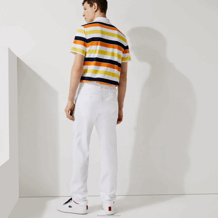hombres Lacoste 6F241641 blanco 001 pantalones chinos deportivos elásticos de golf