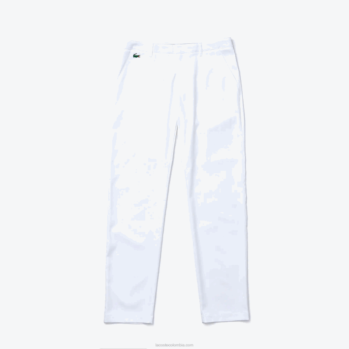 hombres Lacoste 6F241641 blanco 001 pantalones chinos deportivos elásticos de golf