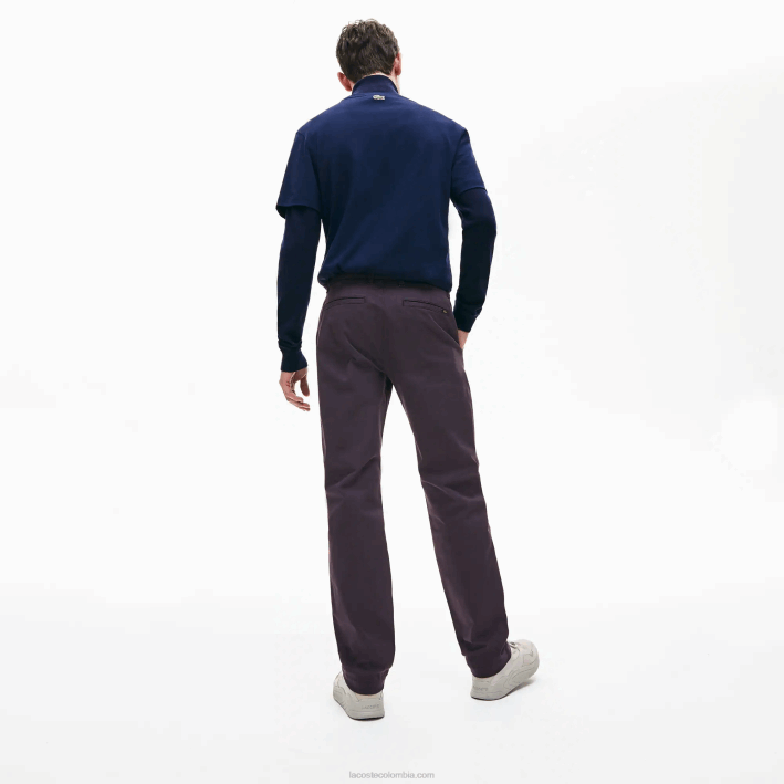 hombres Lacoste 6F241656 azul marino 166 pantalones chinos de algodón elástico