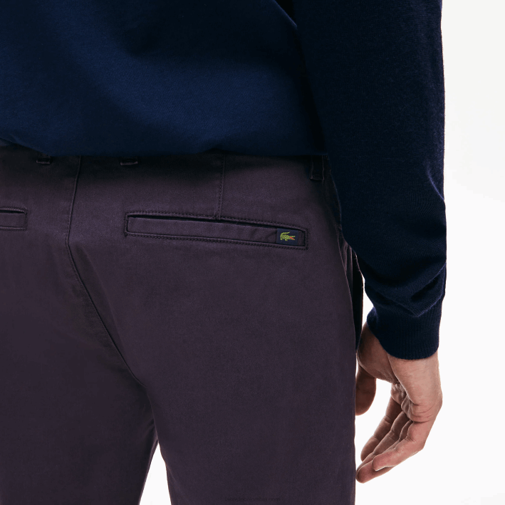 hombres Lacoste 6F241656 azul marino 166 pantalones chinos de algodón elástico