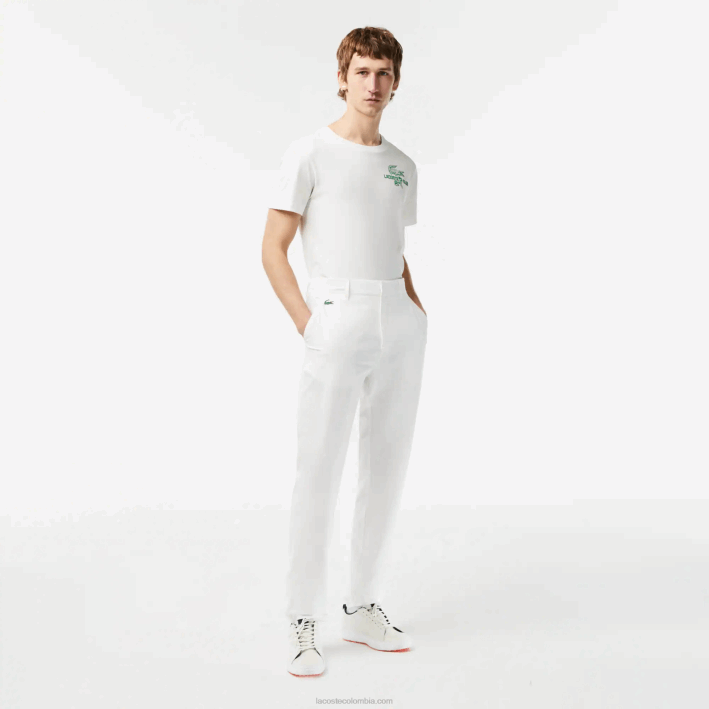 hombres Lacoste 6F24421 blanco 70v pantalones chinos de golf elásticos deportivos