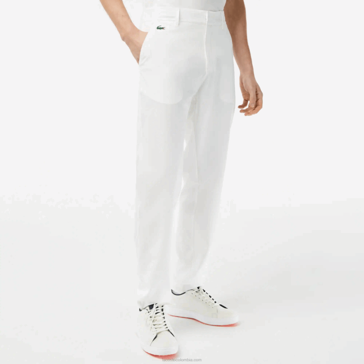 hombres Lacoste 6F24421 blanco 70v pantalones chinos de golf elásticos deportivos