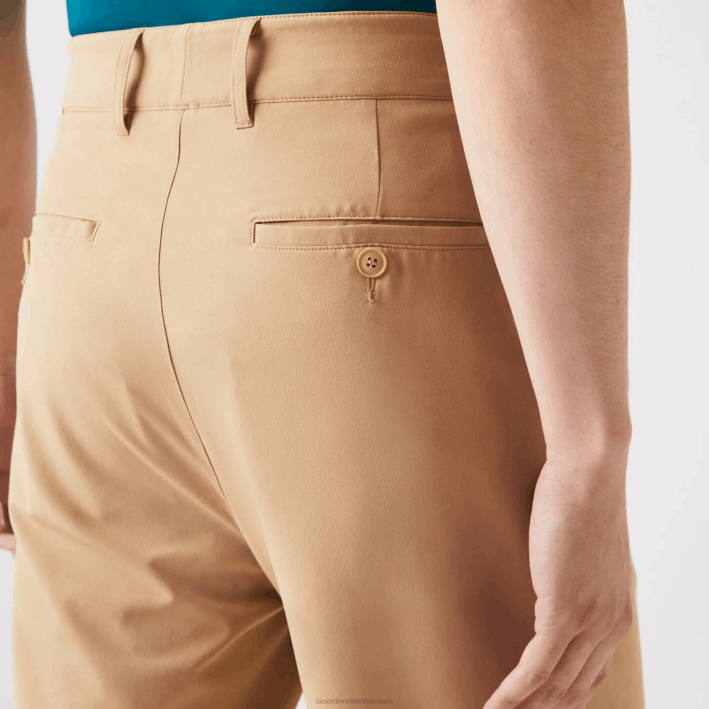 hombres Lacoste 6F24424 beige 02s pantalones chinos de golf elásticos deportivos