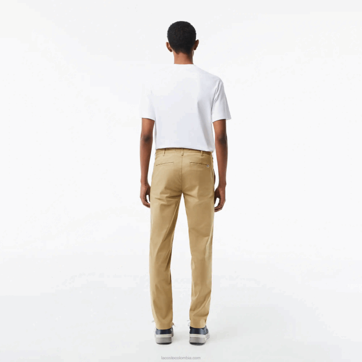 hombres Lacoste 6F24499 beige cb8 chinos slim fit de algodón elástico