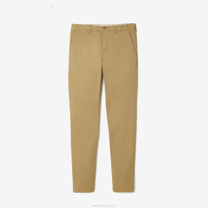 hombres Lacoste 6F24499 beige cb8 chinos slim fit de algodón elástico