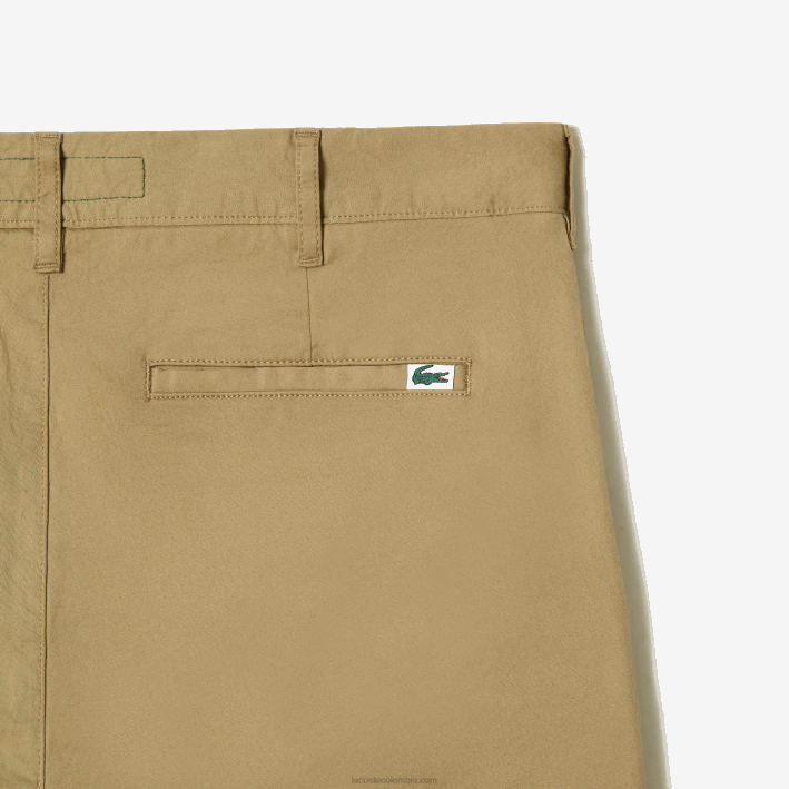 hombres Lacoste 6F24499 beige cb8 chinos slim fit de algodón elástico