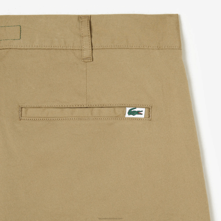 hombres Lacoste 6F24499 beige cb8 chinos slim fit de algodón elástico