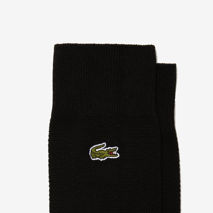 hombres Lacoste 6F241665 negro 031 Pack de 3 pares de calcetines de corte alto en piqué de algodón