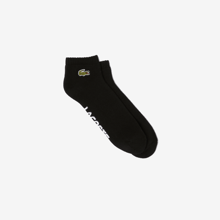 hombres Lacoste 6F241675 blanco negro 258 calcetines deportivos de corte bajo en algodón elástico hombres Lacoste 6F241675 blanco negro 258 calcetines deportivos de corte bajo en algodón elástico