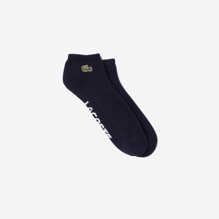 hombres Lacoste 6F241676 azul marino blanco 525 calcetines deportivos de corte bajo en algodón elástico hombres Lacoste 6F241676 azul marino blanco 525 calcetines deportivos de corte bajo en algodón elástico
