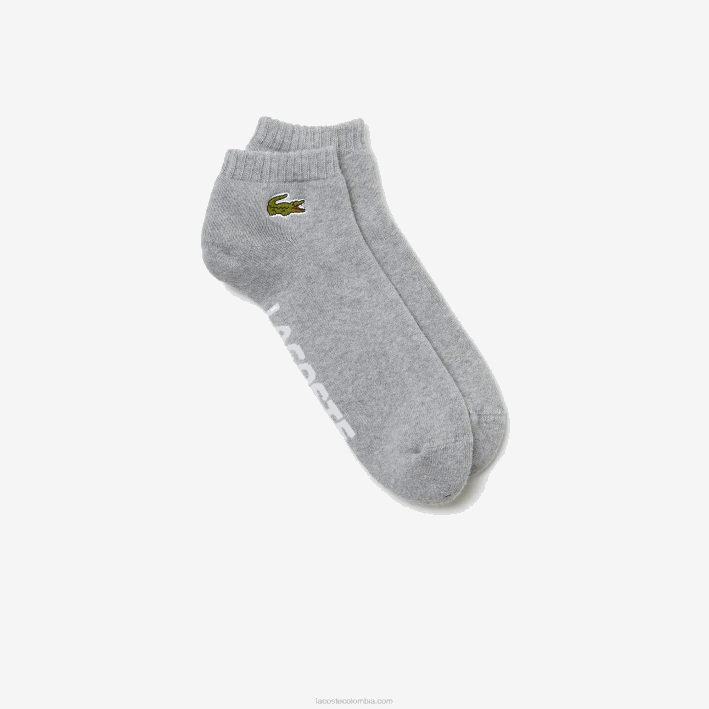 hombres Lacoste 6F241677 gris chino blanco mtg calcetines deportivos de corte bajo en algodón elástico hombres Lacoste 6F241677 gris chino blanco mtg calcetines deportivos de corte bajo en algodón elástico