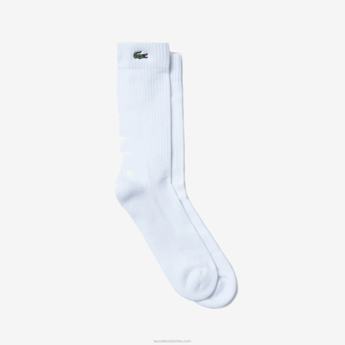 hombres Lacoste 6F241934 blanco 001 calcetines deportivos de corte alto de algodón elástico hombres Lacoste 6F241934 blanco 001 calcetines deportivos de corte alto de algodón elástico