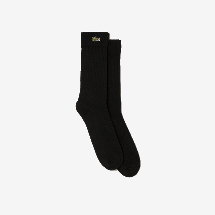 hombres Lacoste 6F241935 negro 031 calcetines deportivos de corte alto de algodón elástico hombres Lacoste 6F241935 negro 031 calcetines deportivos de corte alto de algodón elástico
