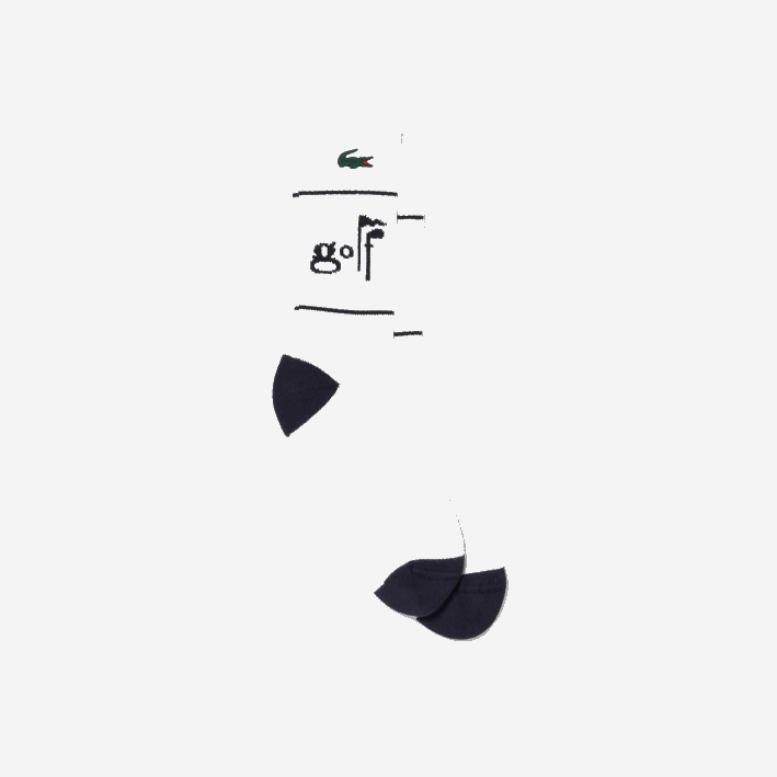 hombres Lacoste 6F24521 blanco azul marino ev0 calcetines con letras de golf