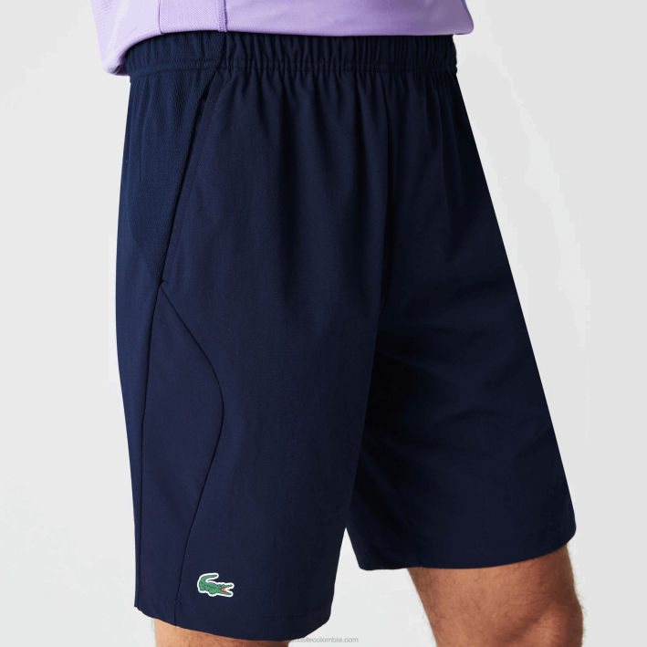 hombres Lacoste 6F241331 azul marino 423 shorts de tenis sport regular fit sin costuras