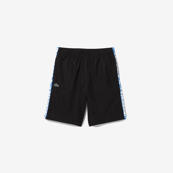 hombres Lacoste 6F241332 negro 031 pantalones cortos deportivos de tenis de tafetán