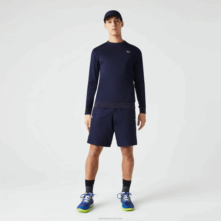 hombres Lacoste 6F241334 azul marino 166 pantalones cortos deportivos de tenis de tafetán