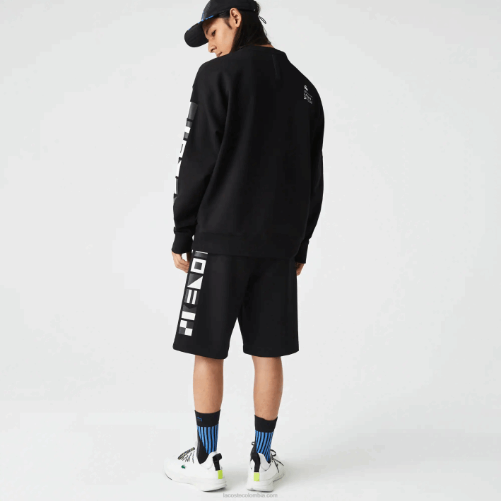 hombres Lacoste 6F241354 negro 031 shorts con estampado reflectante