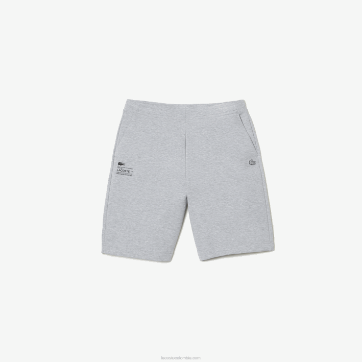 hombres Lacoste 6F241355 lomo gris cca shorts con estampado reflectante