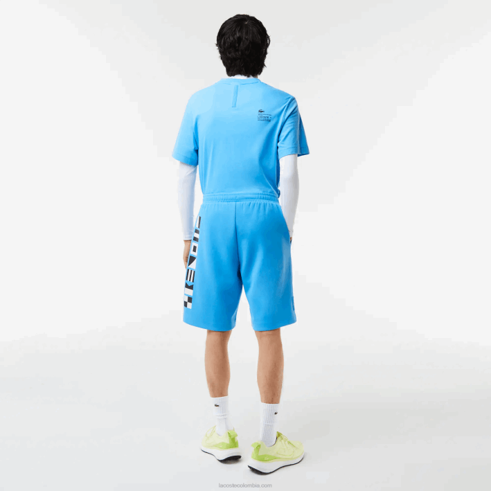 hombres Lacoste 6F241356 azul 4xa shorts con estampado reflectante