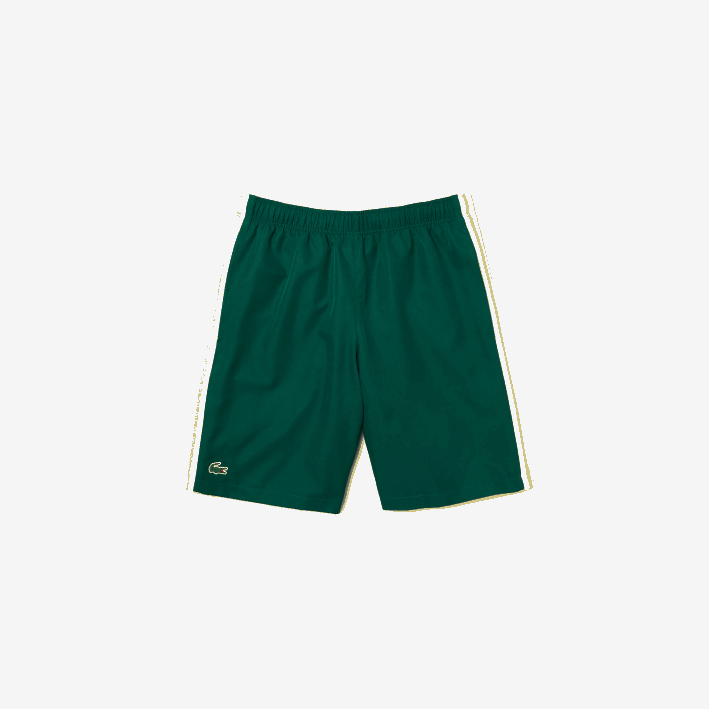 hombres Lacoste 6F241362 verde amarillo blanco 117 shorts deportivos ligeros con bandas en contraste
