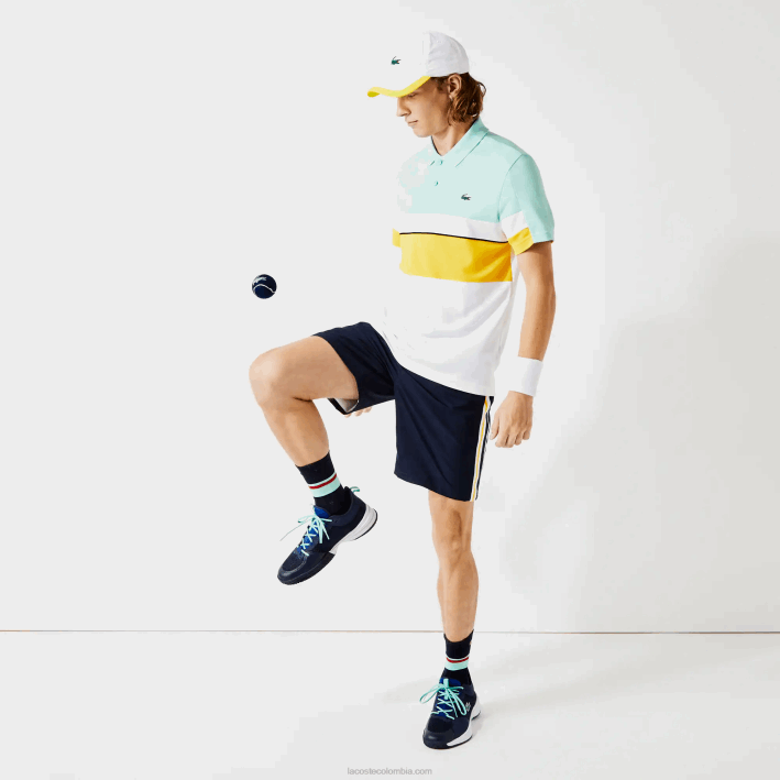 hombres Lacoste 6F241363 azul marino amarillo blanco apk shorts deportivos ligeros con bandas en contraste hombres Lacoste 6F241363 azul marino amarillo blanco apk shorts deportivos ligeros con bandas en contraste