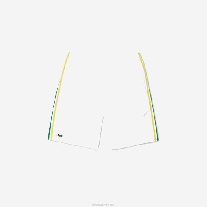 hombres Lacoste 6F241364 blanco verde amarillo blanco b0t shorts deportivos ligeros con bandas en contraste