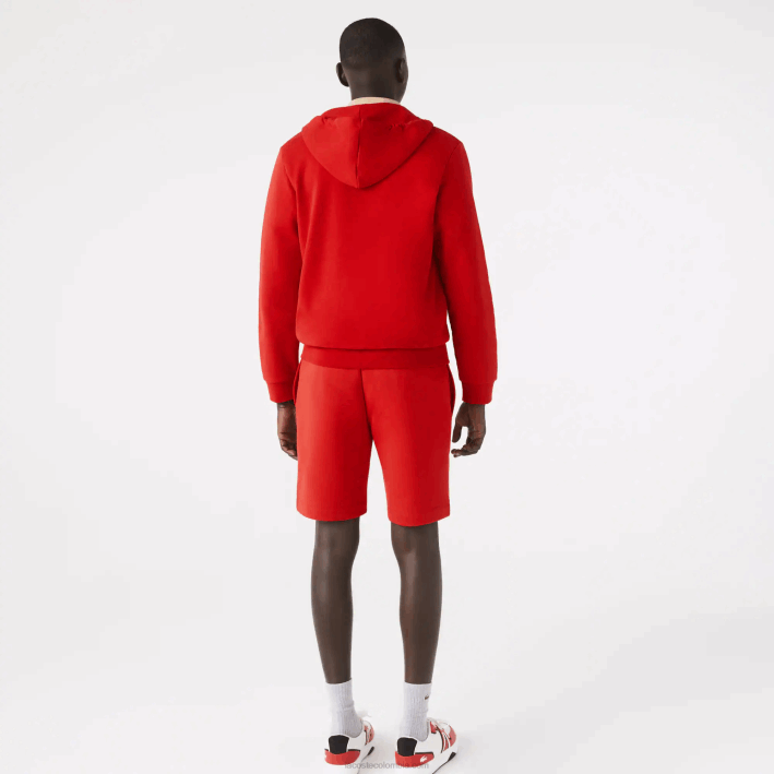 hombres Lacoste 6F241373 rojo 240 shorts de felpa de algodón orgánico peinado