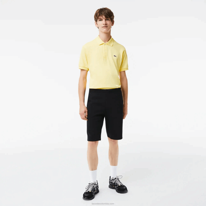 hombres Lacoste 6F241390 negro 031 shorts de mezcla de algodón elástico hombres Lacoste 6F241390 negro 031 shorts de mezcla de algodón elástico