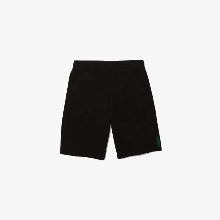 hombres Lacoste 6F241390 negro 031 shorts de mezcla de algodón elástico