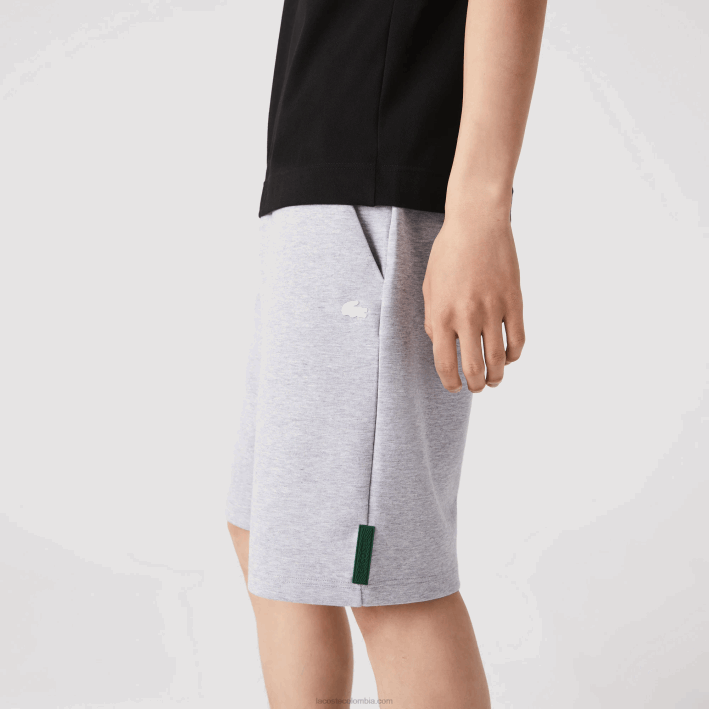 hombres Lacoste 6F241391 lomo gris cca shorts de mezcla de algodón elástico