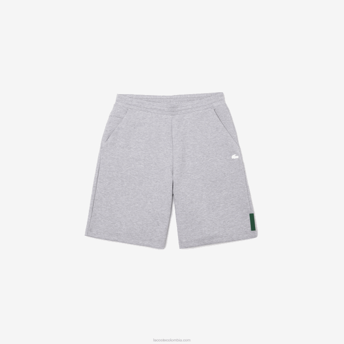 hombres Lacoste 6F241391 lomo gris cca shorts de mezcla de algodón elástico