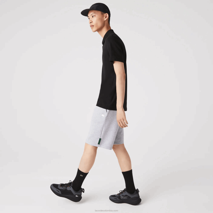 hombres Lacoste 6F241391 lomo gris cca shorts de mezcla de algodón elástico