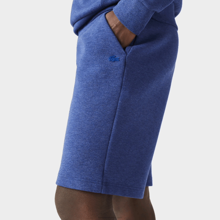 hombres Lacoste 6F241392 lomo azul hjd shorts de mezcla de algodón elástico