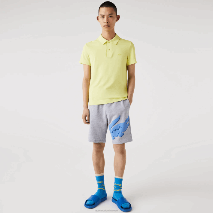 hombres Lacoste 6F241418 lomo gris cca shorts extragrandes de felpa de algodón orgánico con estampado de cocodrilo hombres Lacoste 6F241418 lomo gris cca shorts extragrandes de felpa de algodón orgánico con estampado de cocodrilo