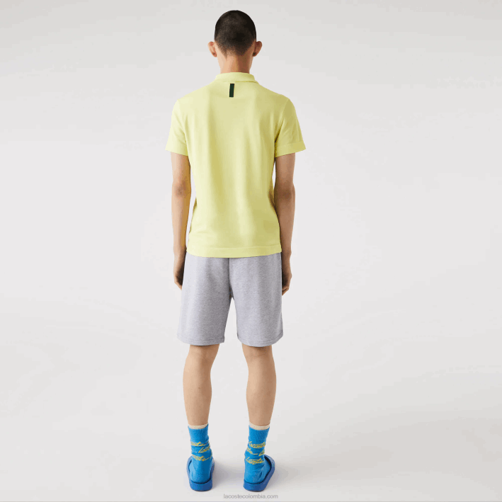 hombres Lacoste 6F241418 lomo gris cca shorts extragrandes de felpa de algodón orgánico con estampado de cocodrilo