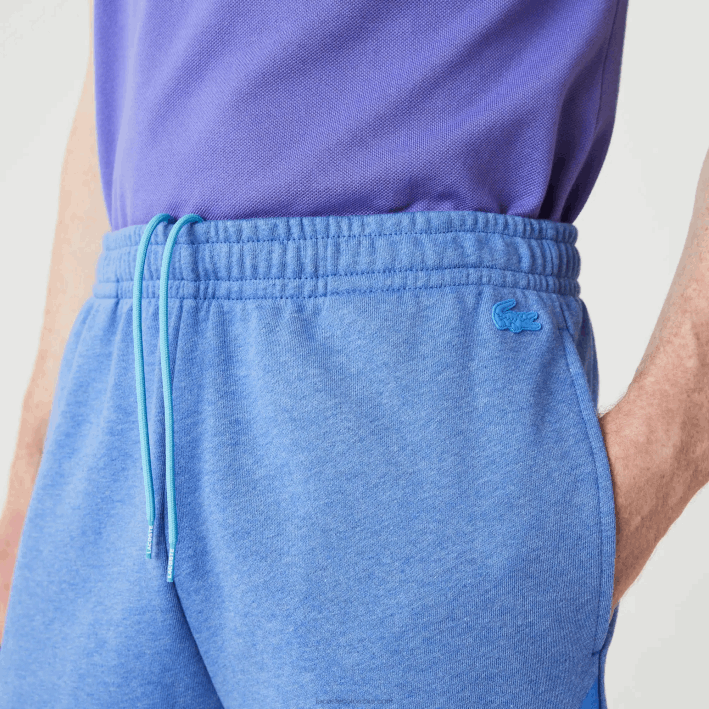hombres Lacoste 6F241419 lomo azul hg3 shorts extragrandes de felpa de algodón orgánico con estampado de cocodrilo