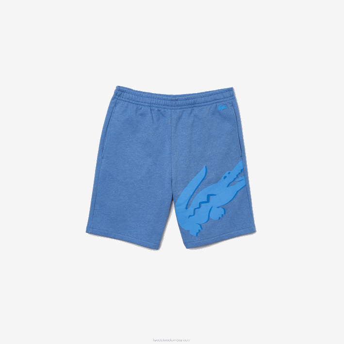 hombres Lacoste 6F241419 lomo azul hg3 shorts extragrandes de felpa de algodón orgánico con estampado de cocodrilo