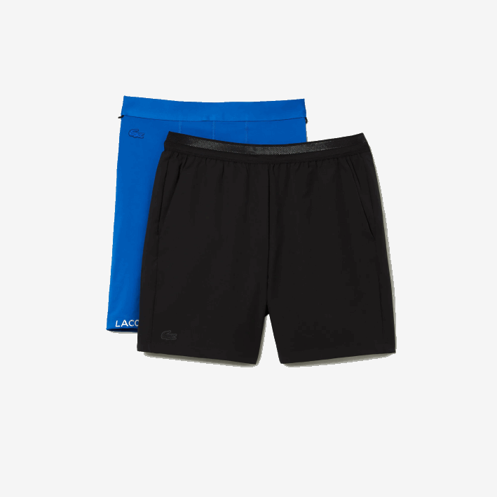 hombres Lacoste 6F241423 negro azul 985 shorts deportivos 3 en 1 con forro incorporado