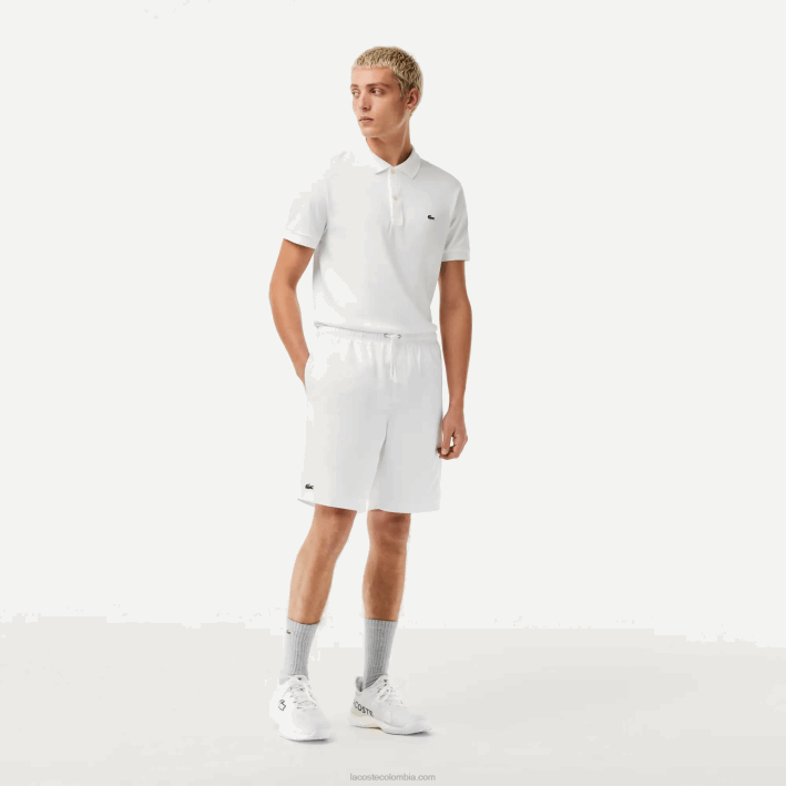 hombres Lacoste 6F241442 blanco 001 Shorts deportivos de tenis con tejido de diamante sólido hombres Lacoste 6F241442 blanco 001 Shorts deportivos de tenis con tejido de diamante sólido