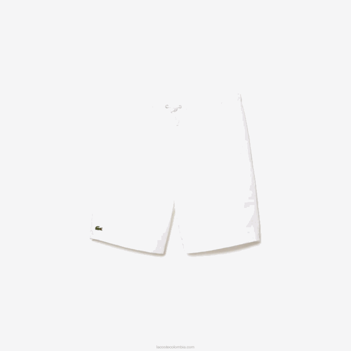 hombres Lacoste 6F241442 blanco 001 Shorts deportivos de tenis con tejido de diamante sólido