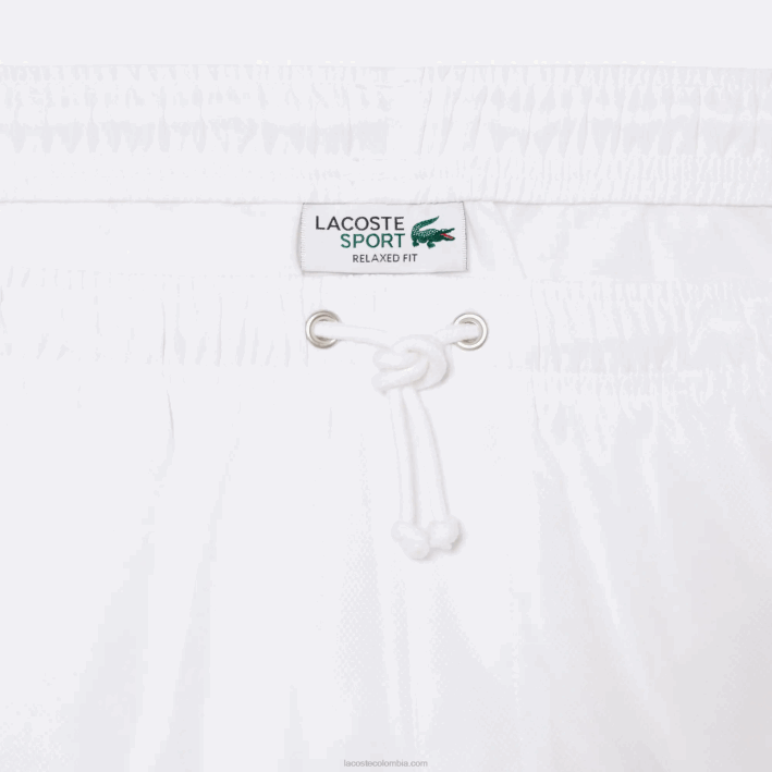 hombres Lacoste 6F241442 blanco 001 Shorts deportivos de tenis con tejido de diamante sólido